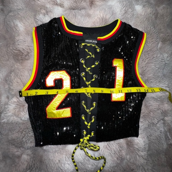 Sassy & Bold: Shane Justin Sequin Lace-Up Crop Top, Small - Picture 11 of 15